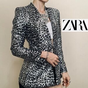 Zara Silver Sequin Blazer
